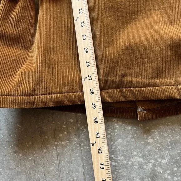 Vintage 70s Tan Corduroy Sherpa Lined Belted Winter Jacket Parka Coat Size 36